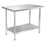 STABLEINK NSF Stainless Steel Table, 30 x 48 Inches Metal Prep & Work Table with Adjustable Undershelf, for Commercial Kitchen, Restaurant, Hotel and Garage