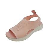 JEUROT Comfortable Sandals for Women Washable Orthopedic Sport Wedge Sandals Peep Toe Slip On Mesh Platform Sandals Soft Sole Casual Slingback Shoes (Pink-1, 6.5-7)