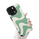 Wlxee Compatible iPhone 14 Pro Max 6.7 "2022 Wave Pattern Mobile Phone Case, Soft TPU Bumper Silicone Glue Mobile Phone Case Cute Zebra Pattern Pattern Designed for Female Girls-Green White