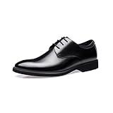 Mens Dress Shoes Modern Classic Slip On Oxfords Formal Casual Business Wedding Work Lace-ups, Black 42