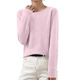 Women's Pullover Sweaters Fall 2024 Long Sleeve Knitted Casual Crewneck Sweater Tops Soft Lightweight 2024 Clothes Prime Try Before You Buy Pink 3x