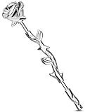 Jewseen Rose Industrial Ring Flower Industrial Barbell Surgical Steel Industrial Piercing Jewelry 14G Cartilage Earring Long Straight Bar for Women Men