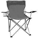 The Weather Station Camping, Lightweight and Portable Outdoor Folding Tailgate Quad Chair with Cup Holder and Armrests, Gray