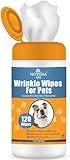 NOVEHA 5”x7” Large Dog Wipes | Wipes for Bulldog, French Bulldog, Pug, English Bulldog | Deodorizing, for Multiple Areas Removes Dirt, Wrinkles, Folds, Tear Stain, Tail Pockets & Paws (120 Counts)