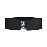 Hip Hop 50's Shop 1950s Style 3” Wide Elastic Cinch Belt for Women Junior and Plus Sizes Handmade in the USA (Black XL/2X)