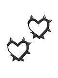 Sacina Black Spike Earrings, Huggie Hoop Heart Earrings, Gothic Earrings, Punk Earrings, Emo Grunge Earrings, Y2k Earrings, Christmas Jewelry Gift For Women