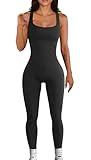 YIOIOIO Women Workout Seamless Jumpsuit Yoga Ribbed Bodycon One Piece Square Neck Shorts Romper