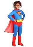 Kid's Classic Superman Costume for Boy's - Child DC Comic Superhero Suit with Cape, Briefs, Belt, & Boot Covers L Blue