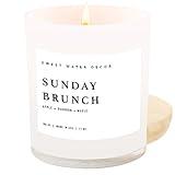 Sweet Water Decor Sunday Brunch Candle | Apple, Bourbon, Vanilla & Maple, Breakfast Scented Soy Wax Candle for Home | 11oz White Jar, 50+ Hour Burn Time, Made in The USA