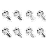 8PCS License Plate Screws,Stainless Steel License Plate Screw Kit Silver License Plate Bolts,Universal License Plate Security Screws License Plate Fasteners for Car SUV Truck (8PCS, Silver)