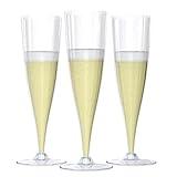 Mindful Design - 24 Pack Disposable Clear Champagne Flutes for Parties, Weddings, Mimosa Bars - Plastic Toasting Glasses With Mimosa Glasses