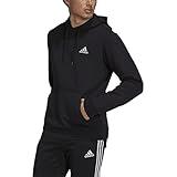 adidas Men's Essentials Fleece Hoodie, Black/White, Small