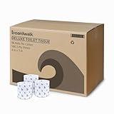 Boardwalk 2-Ply Bathroom Toilet Paper Tissue, Septic Safe, 500 Sheets/Roll, Bulk Quantity 96 Rolls/Carton, 4" x 3", White