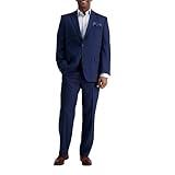 J.M. Haggar Men's Classic Fit Subtle Pattern Suit Separates Jackets-Regular and Big & Tall Sizes, Blue Weave Print-Pant, 40W x 29L