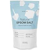 FSA HSA Eligible Kanjo Natural Epsom Salt - 100% Pure Magnesium Sulfate USP Bath Salt - Soak for Muscle Pain, Foot Pain, & Joint Pain Relief - Unscented - 16oz Bag