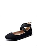 DREAM PAIRS Women's Comfortable Fashion Elastic Ankle Straps Flats Shoes,Size 9,Black,Sole_Stretchy