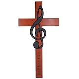 Wall Cross with Treble Clef Music Note Design | "Let everything that has breath Praise the Lord" | Christian Home and Church Decoration | Musicins gift solid wood cross