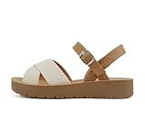 Soda CHESTER ~ Women Flat Sandals Flatform Ankle Buckle Criss Cross Band Straps Sandals Shoes (Beige Canvas/Tan, US Footwear Size System, Adult, Women, Numeric, Medium, numeric_6_point_5)