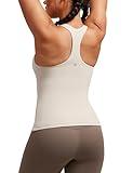CRZ YOGA Butterluxe Workout Tank Tops for Women Built in Shelf Bras Padded - Racerback Athletic Spandex Yoga Camisole Mojave Tan Medium
