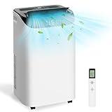 14,000 BTU Portable Air Conditioner Cools Up to 700 Sq.Ft, 3-IN-1 Quiet Portable AC Unit with Remote Control & Installation Kits for Large Room, Campervan, Office, Temporary Space