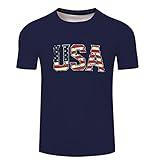 Mens USA Shirt American Flag Patriotic T-Shirts Casual 4th of July Memorial Day Shirts Red White Blue Athletic Graphic Tee Festive Outfit Camisa Del America Coupon Codes for Today