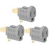 (3 Pack) 3-Prong to 2-Prong Adapter Polarized Grounding Converter 3 Pin to 2 Pin Power for Wall Outlets Plugs, Gray