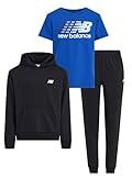 New Balance 3Pc Sweatsuit for Boys & Toddlers - Pullover Hoodie, T-Shirt, Jogger, Kids Soft Cotton Blend Fleece (2T-12)