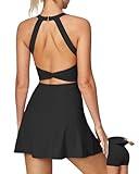 Heathyoga Easy Peasy Tennis Dresses for Women with Shorts Underneath and Bra Athletic Dress for Women Golf Workout Dress