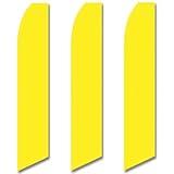 3 (three) Pack Tall Swooper Flags Bright Lemon Yellow Solid Plain Color