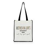 Mother in Law Gifts Mother in Law Gifts from Daughter in Law Son in Law Mother in Law Medium Canvas Tote Bag Beach Bag Reusable Grocery Shopping Bags Mothers Day Wedding Day Birthday Thank You Gifts