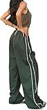 XPONNI Track Pants Women Baggy Pants Y2k Pants Parachute Pants for Women Y2K Clothing(DarkGreen,S,Small)