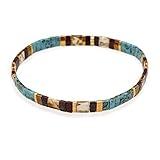 Sonateomber Tila Flat Beaded Stretch Strand Bracelets for Women Trendy Unique Friendship Handmade Colorful Square Seed Beads Link Bracelet Jewelry
