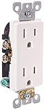 Leviton 15 Amp NEMA 5-15R 2 Pole 3-Wire Tamper Resistant Decora Duplex Receptacle, Self Grounding, T5325-SW, White