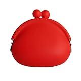 Coin Purse for Women – Silicone Small Coin Pouch with Kiss Lock for Coins, Keys, Lipstick, and Earphones – Mini Cute Change Purse, Coin Purse & Pouch for Daily Life, Cars, Travel, Party (Red)