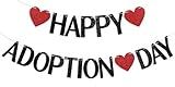 Happy Adoption Day Banner - Adop Celebration Party Decorations, Child Adopted, Pet Adoption Celebration Decorations Black Glitter