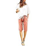 Deals of The Day Clearance Log in Liquidation pallets amaon Prime Log in Shorts for Women 2025 Summer Drawstring Elastic Waist Bermuda Shorts Beach Knee Length Pants with Pockets B-Orange Small