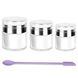 Airless Pump Jars Refillable Cosmetic Moisturizer Pump Botttles Travel Size for Cream, Gels and Lotion with Silicone Spatula (0.5oz+1oz+1.7oz)