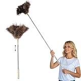 THARAHT Extendable Ostrich Feather Duster up to 27-94 inches Fluffy Feathers Long Handle Reusable for Cleaning Ceiling Fan Pendant lamp High Ceiling Blinds Furniture Feather Duster