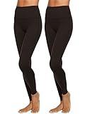 Felina | Velvety Super Soft High-Waisted Legging 2-Pack | Yoga Pants | Workout Clothes for Women Black