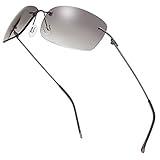 The Fresh Minimalist Rimless Rectangular Glasses – Lightweight UV400 Clear Eyewear for Men & Women – Gift-Ready (105-Gun grey, Gradient Light Grey, 58)