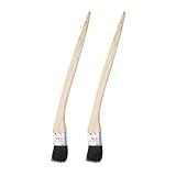 uxcell 2pcs Bent Radiator Paint Brush 1.5" Width Curved Wall Paint Soft Bristle Brushes with Long Wood Handle for Painting DIY Wall Treatment