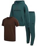 New Balance Boys Jogger Set - 3 Piece Outfit with Pullover Hoodie, Graphic Tee & Boys Jogger Pants - Athletic Outfit (4-12), Size 8, Spruce