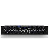 Pyle Wireless Home Audio Amplifier System - Bluetooth Compatible Sound Stereo Receiver Amp - 6 Channel 600 Watt Power, Digital LCD, Headphone Jack, 1/4'' Microphone IN USB SD AUX RCA FM Radio