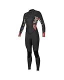 O'Neill Women's Bahia 3/2mm Back Zip Full Wetsuit, Black/Twiggy/Tea Rose, 4