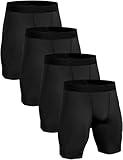 HovSiyla 4 Pack Compression Workout Shorts Men Performance Sports Baselayer Athletic Running Shorts Underwear Spandex Black Large