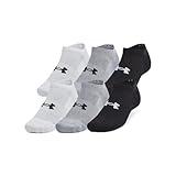 Under Armour Unisex-Adult Training Cotton No Show Socks 6 Pack, (035) Steel/White/Black, Large