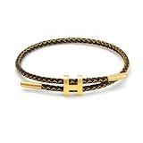 Bracelet with Adjustable Design Polished H Shape Buckle, Bracelets for Women, 18k Gold-plated Buckle Design Titanium Steel Wire Rope Women's Gift Jewelry (Black + Gold Line)
