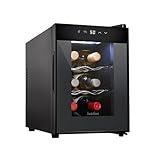 Ivation Premium 6 Bottle Horizontal Thermoelectric Wine Cooler/Chiller Counter Top Red & White Wine Cellar w/Digital Temperature, Freestanding Refrigerator Quiet Operation Fridge