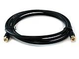 Monoprice RG6 Quad Shield CL2 Coaxial Cable with F Type Connector - 18AWG, 75 Ohm, 6 Feet, Black