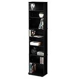 Furinno JAYA DVD Shelf, 8-Tier Tall Narrow CD Rack, Media Shelf with Adjustable Shelves, DVD Storage Cabinets for CD Blueray Game Disc, Easy Assembly, for Living Room, Home Office, Espresso